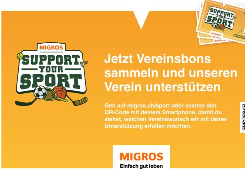 Jetzt Vereinsbons sammeln von Migros Support Your Sport